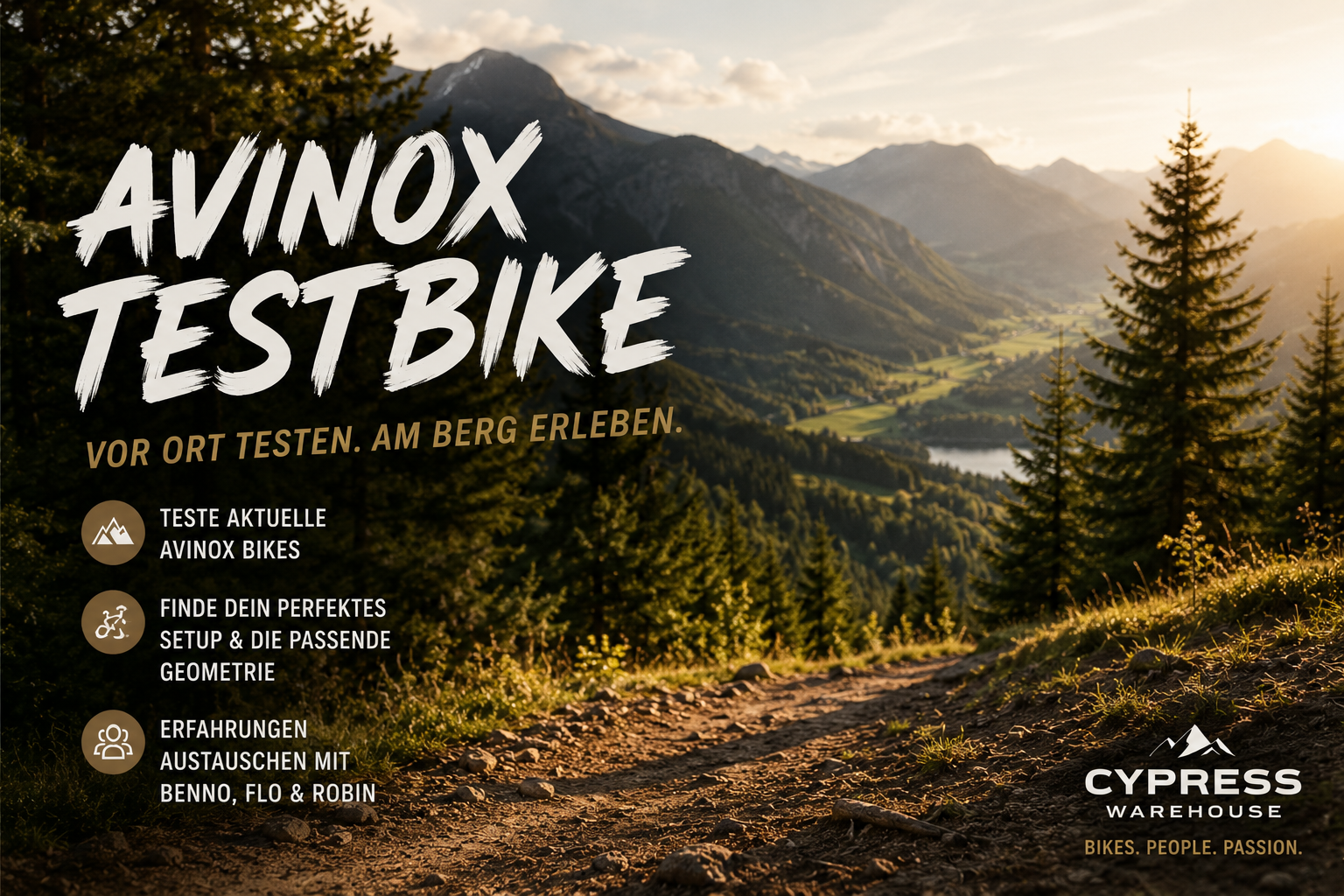 Avinox Testbike vor Ort testen | Cypress Warehouse
