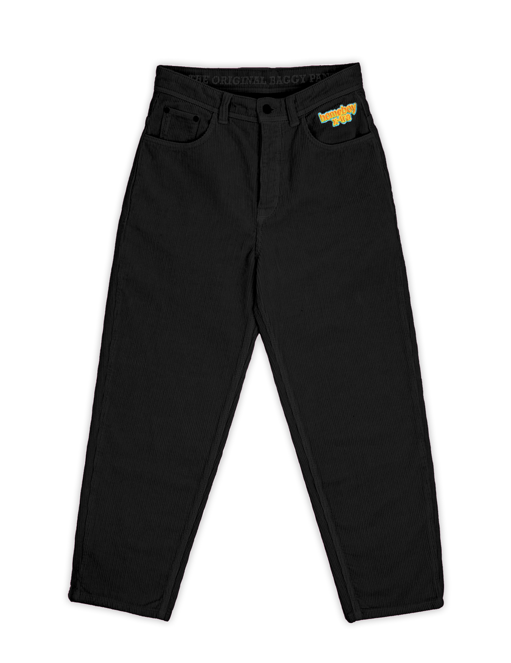 Homeboy X-tra Baggy Cord Hose – Black – Vorderansicht