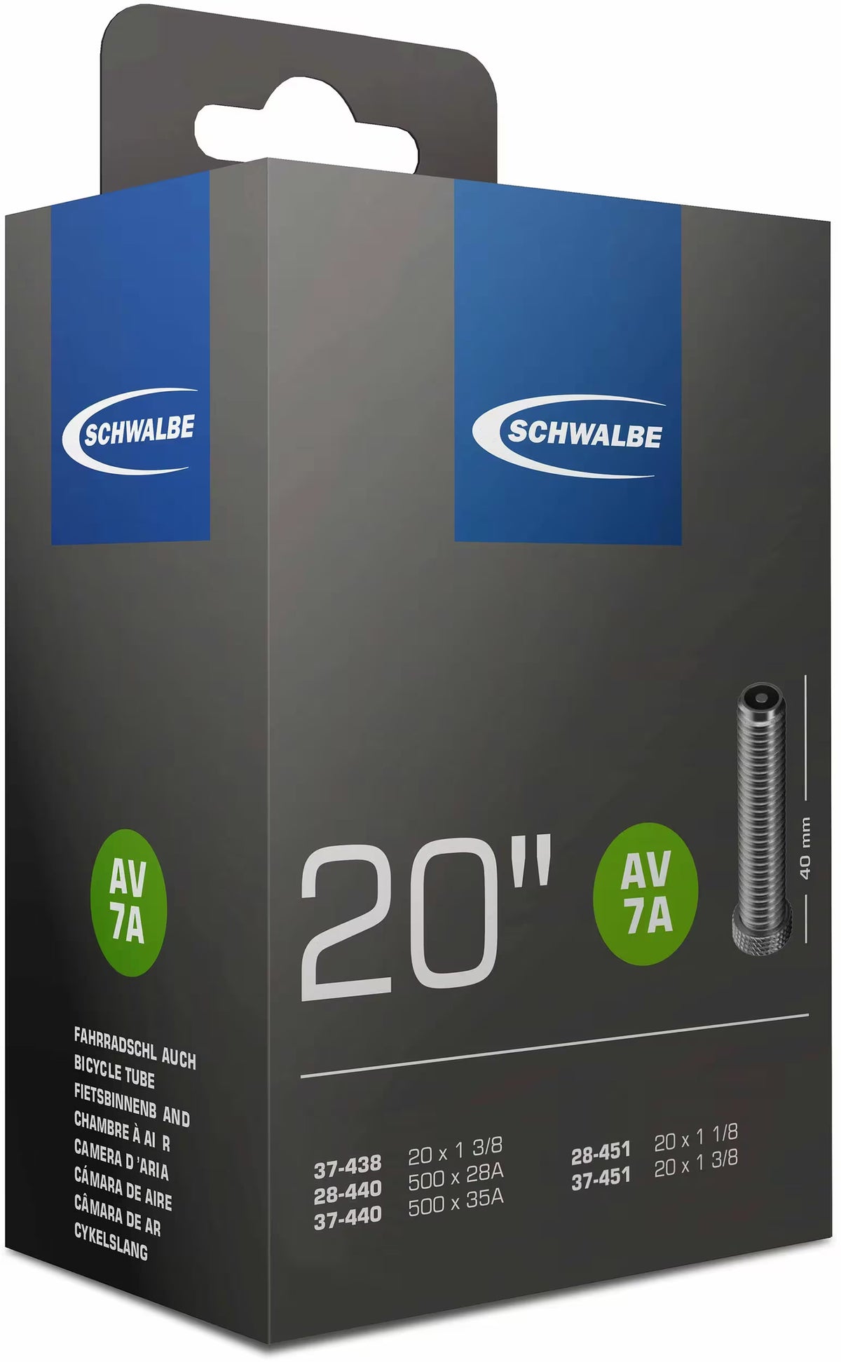 Schwalbe AV7A Fahrradschlauch – 20 Zoll – 40 mm