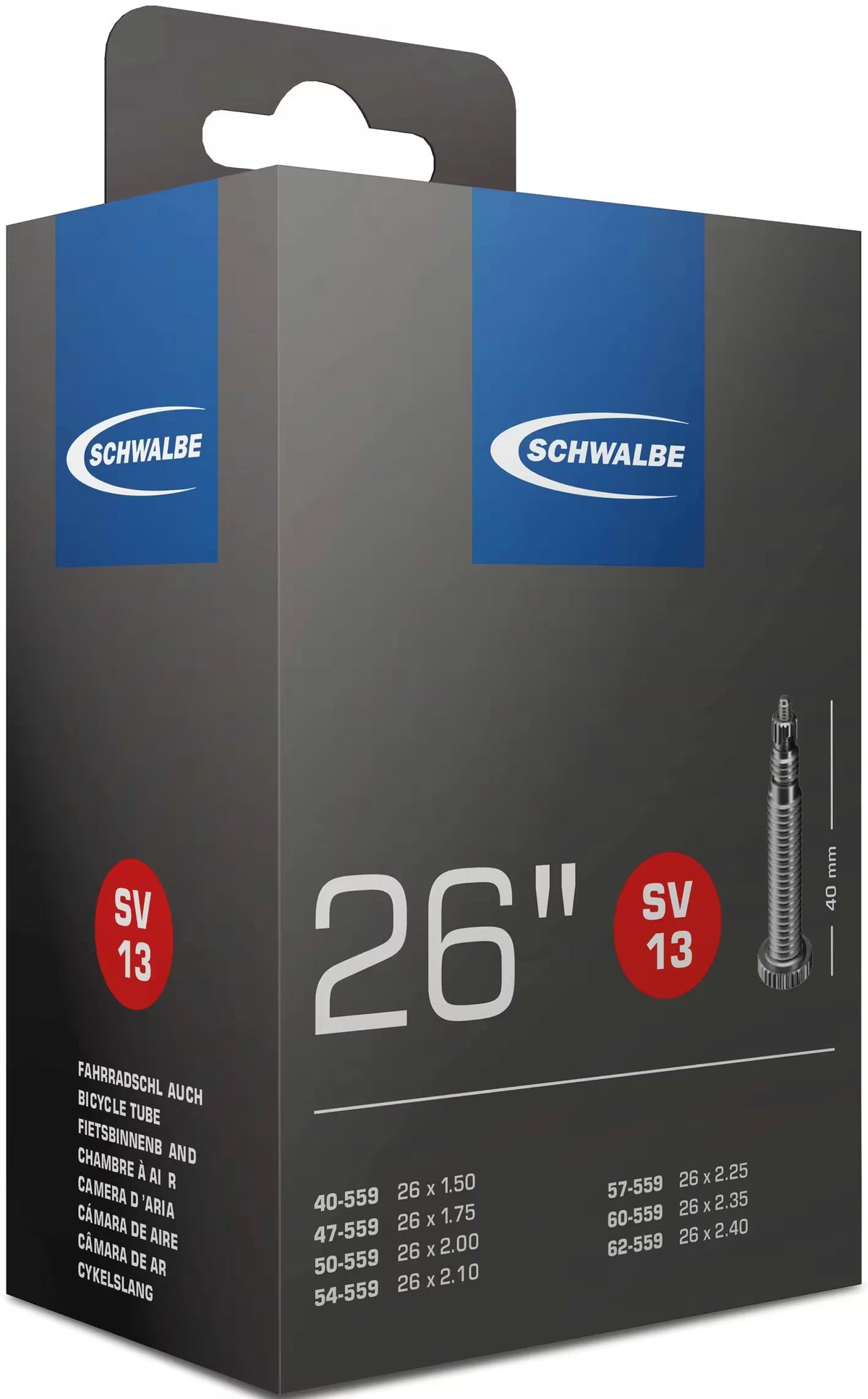 Schwalbe SV13 Fahrradschlauch – 26 Zoll – 40 mm