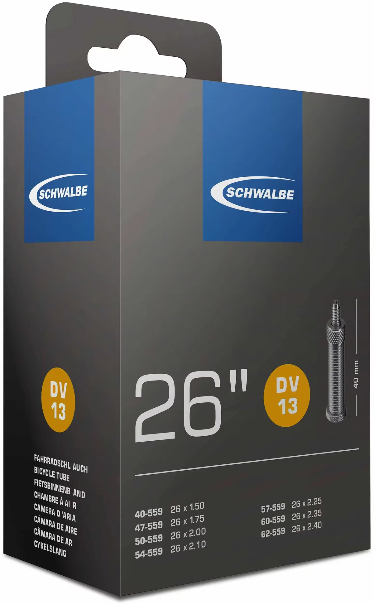 Schwalbe DV13 Fahrradschlauch – 26 Zoll – 40 mm