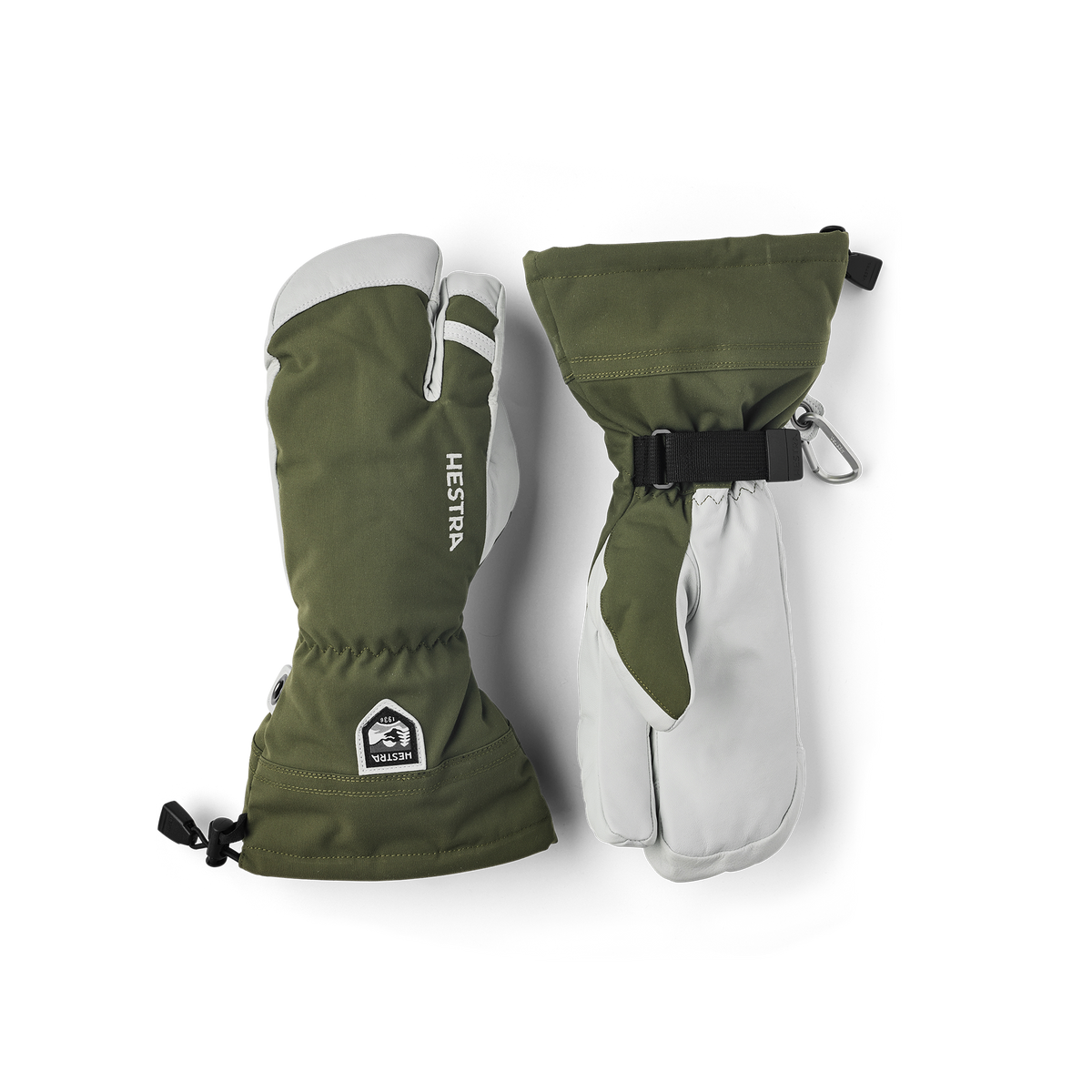 Hestra Army Leather Heli Ski 3-Finger-Handschuhe – Oliv