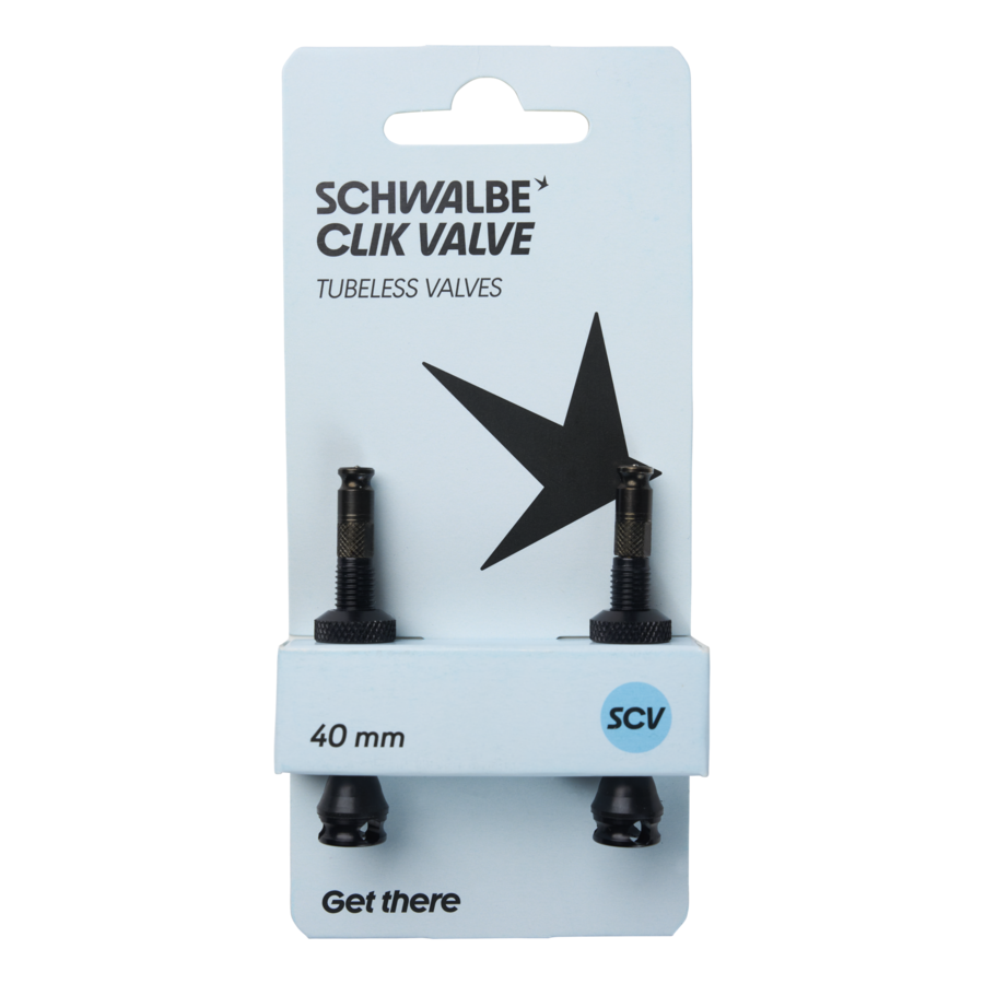 SCHWALBE Tubeless-Ventil Clik Valve, schwarz, aus Aluminium, 60 mm SCV-Ventil
