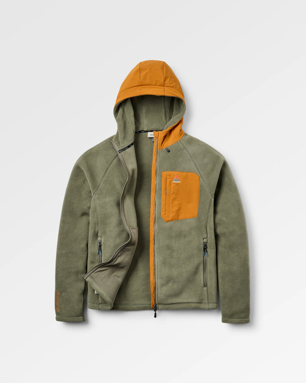 Passenger Sierrascape Polartec Fleece-Hoodie – Dusty Olive – Vorderansicht