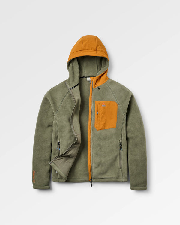 Passenger Sierrascape Polartec Fleece-Hoodie – Dusty Olive – Vorderansicht