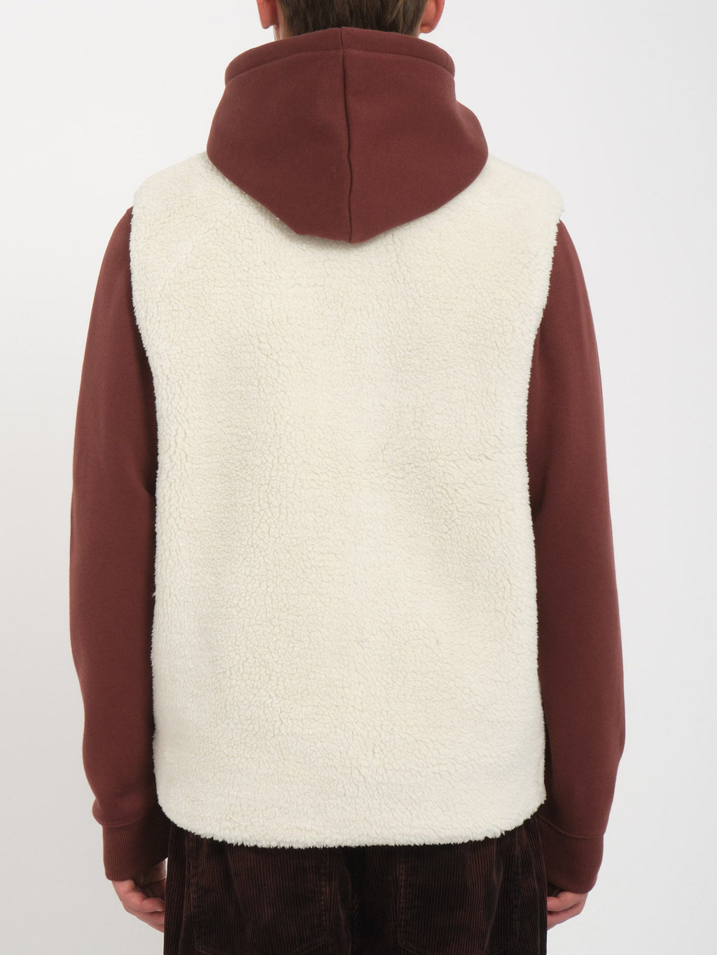 Volcom Muzzer Fuzzar Sherpa-Weste – Dirty White – Rückansicht