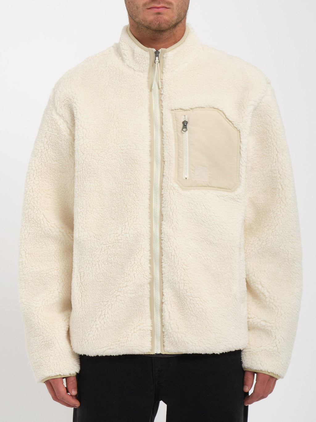 Volcom Muzzer Fuzzar Sherpa-Fleecejacke – Dirty White – Vorderansicht