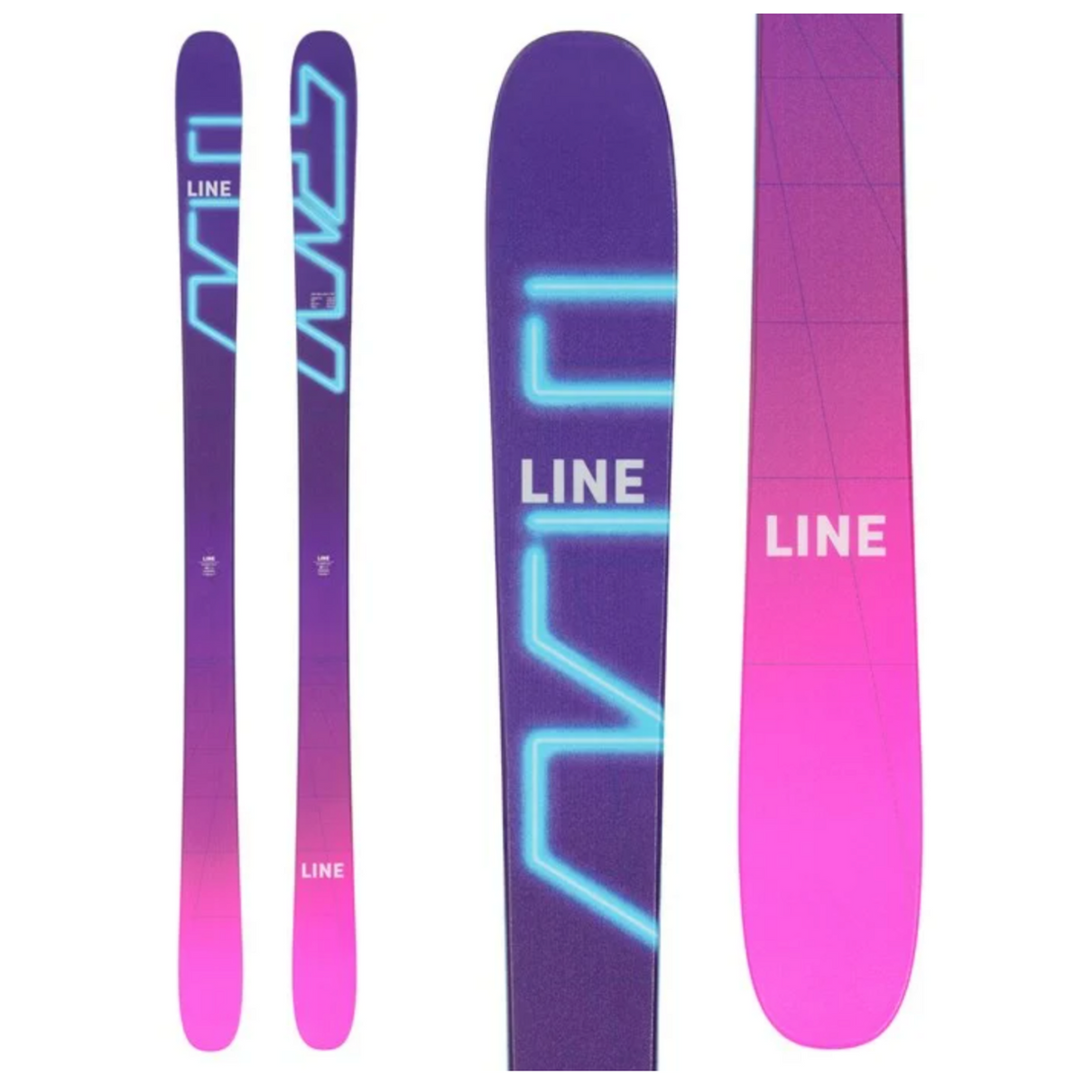 LINE Tom Wallisch Pro Freestyle-Ski in Violett und Pink mit türkisfarbener Grafik – Modellabbildung