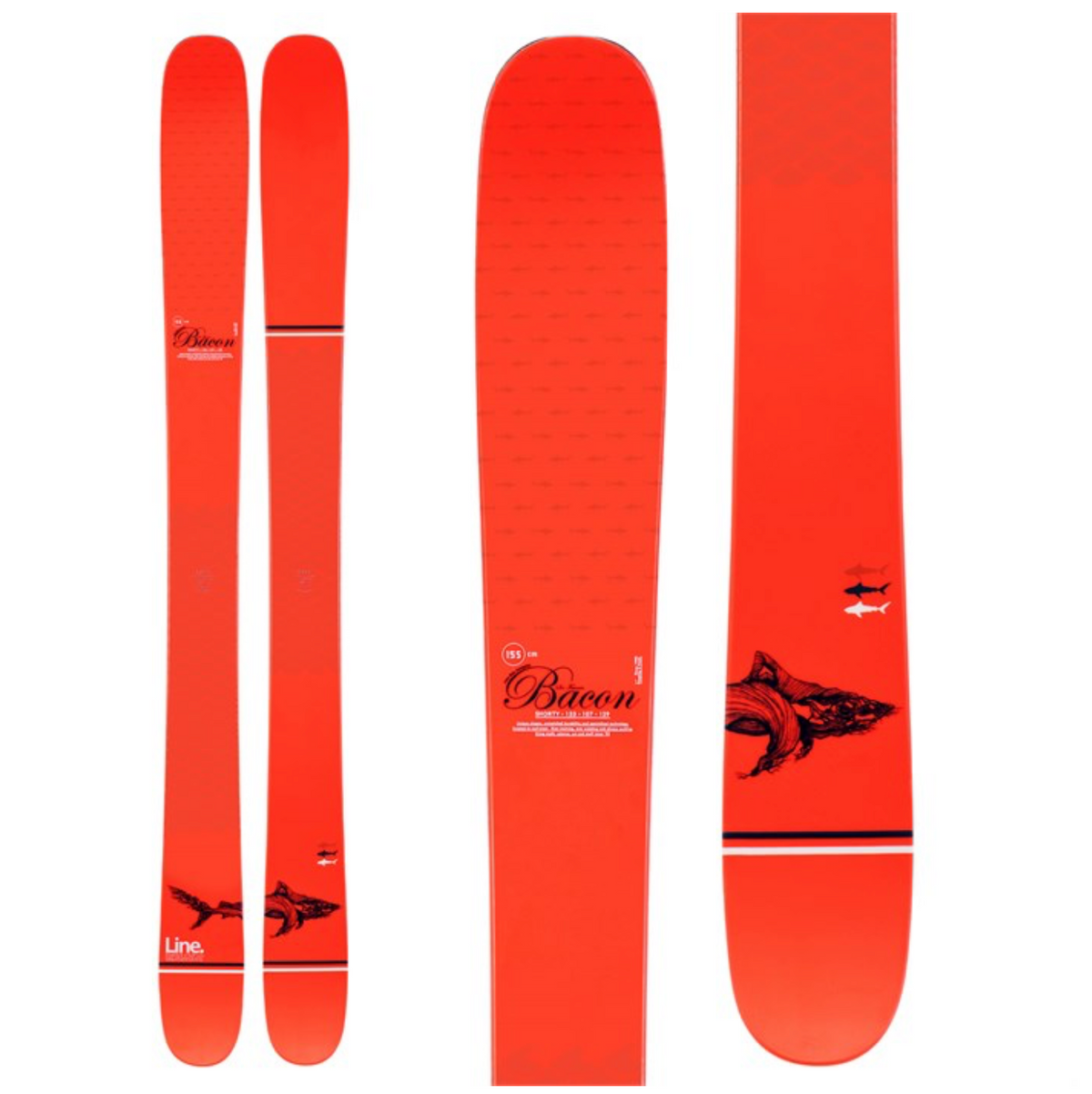 LINE Sir Francis Bacon Shorty Junior-Ski in Rot mit Fischgrafik – Modellabbildung 155 cm