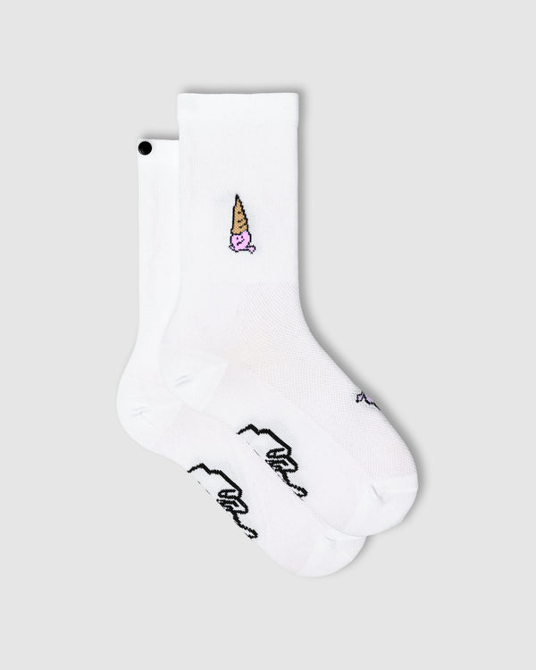 FINGERSCROSSED Classic ANDIAMO! Gelato – weiße Radsocken mit Motiv