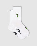 FINGERSCROSSED Classic ANDIAMO! Olive – weiße Radsocken mit Motiv