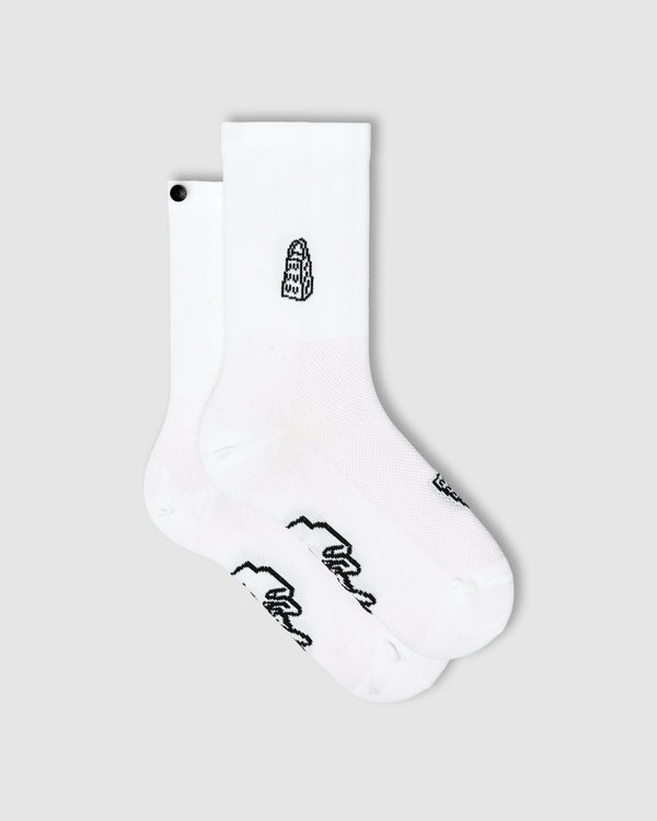 FINGERSCROSSED Classic ANDIAMO! Parmigiano – weiße Radsocken mit Motiv