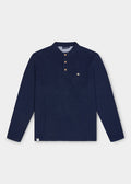 Bavarian Caps Edelweiß Feinstrick Langarm-Polo – Dunkelblau