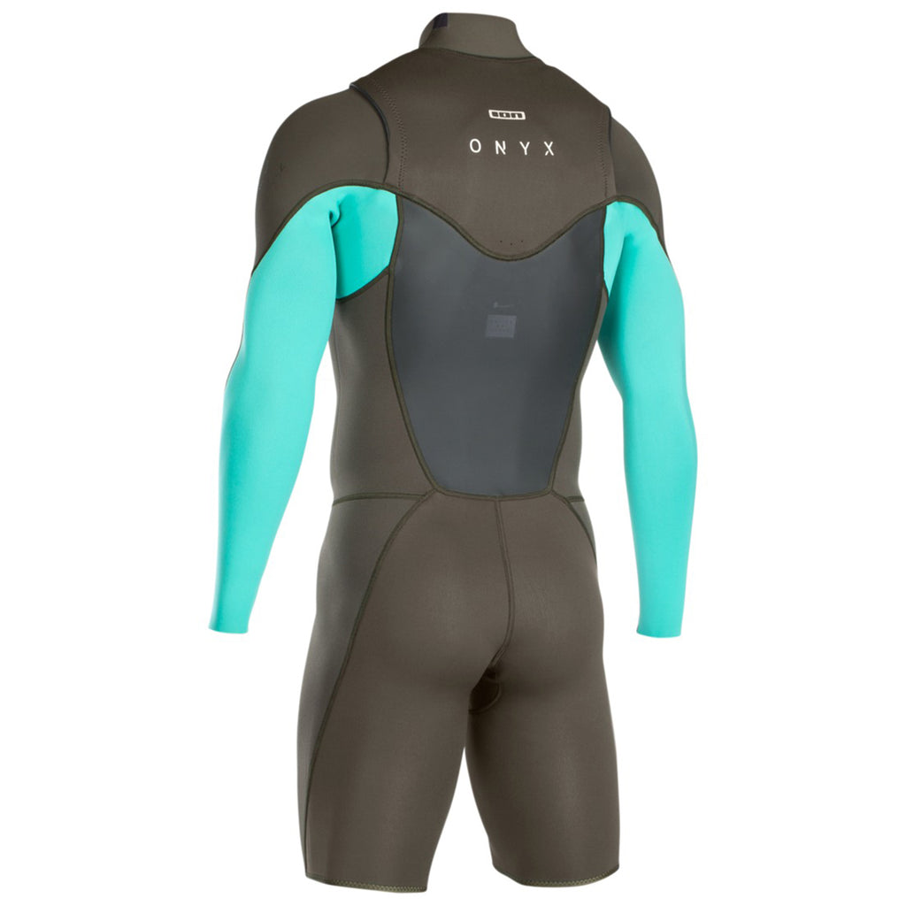 ION Onyx Element Shorty LS 2/2 Front Zip Herren – dark olive/teal – Rückansicht