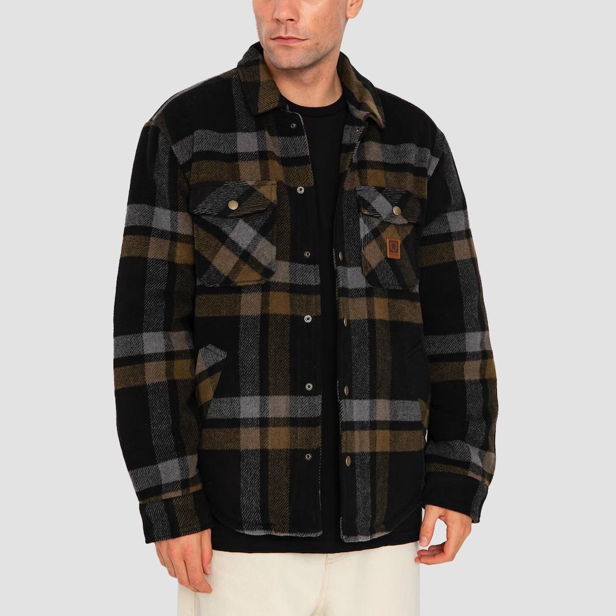 Brixton Durham Sherpa Lined Jacket Black Charcoal Desert Palm