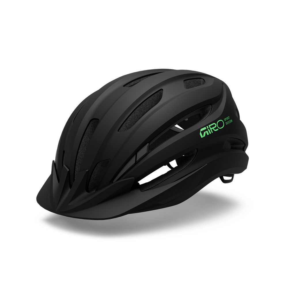 Giro Register Mips II Jugendhelm – Matt Schwarz/Grün – schräge Vorderansicht