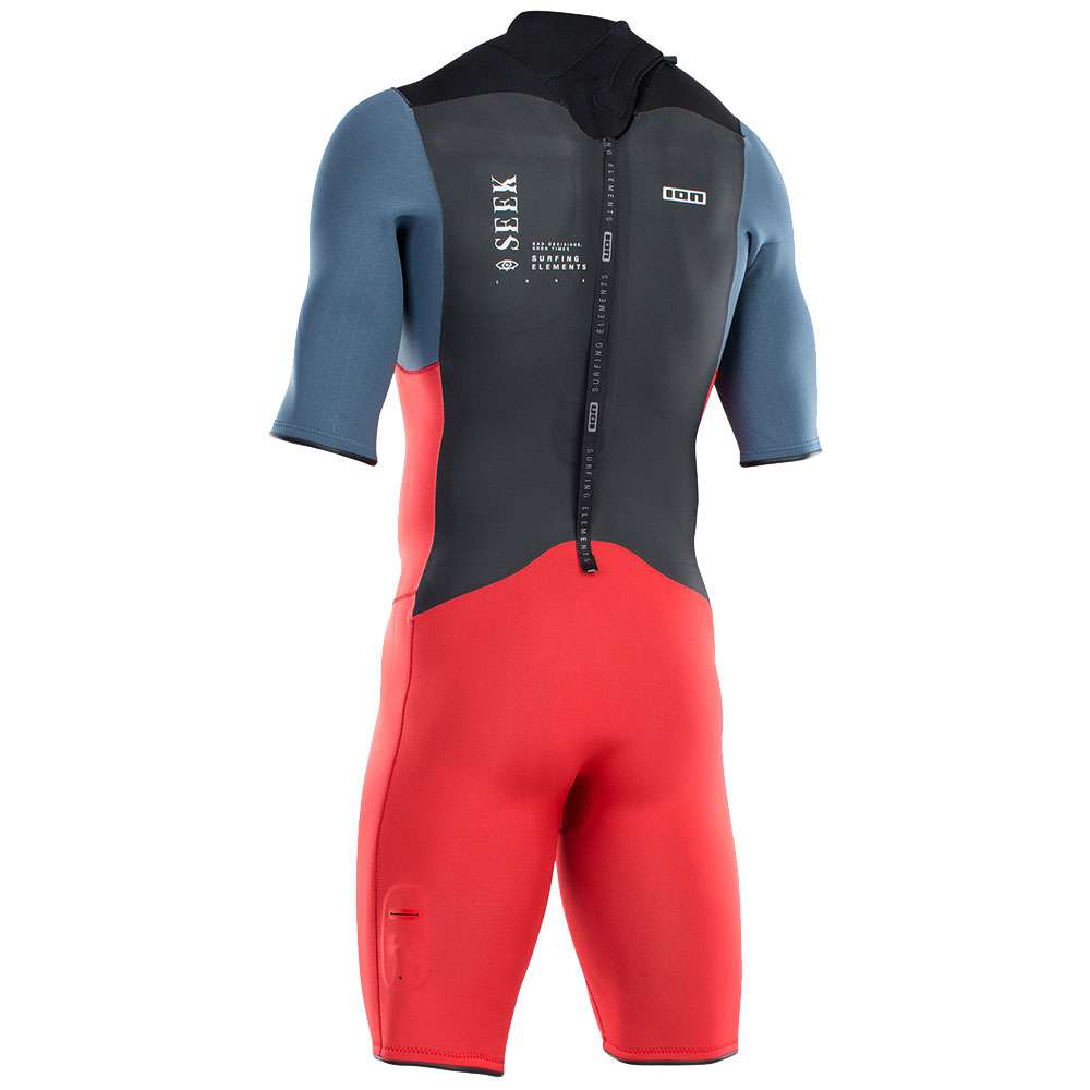 ION Seek Core Shorty SS 2/2 Back Zip Herren – red/steel blue/black – Rückansicht