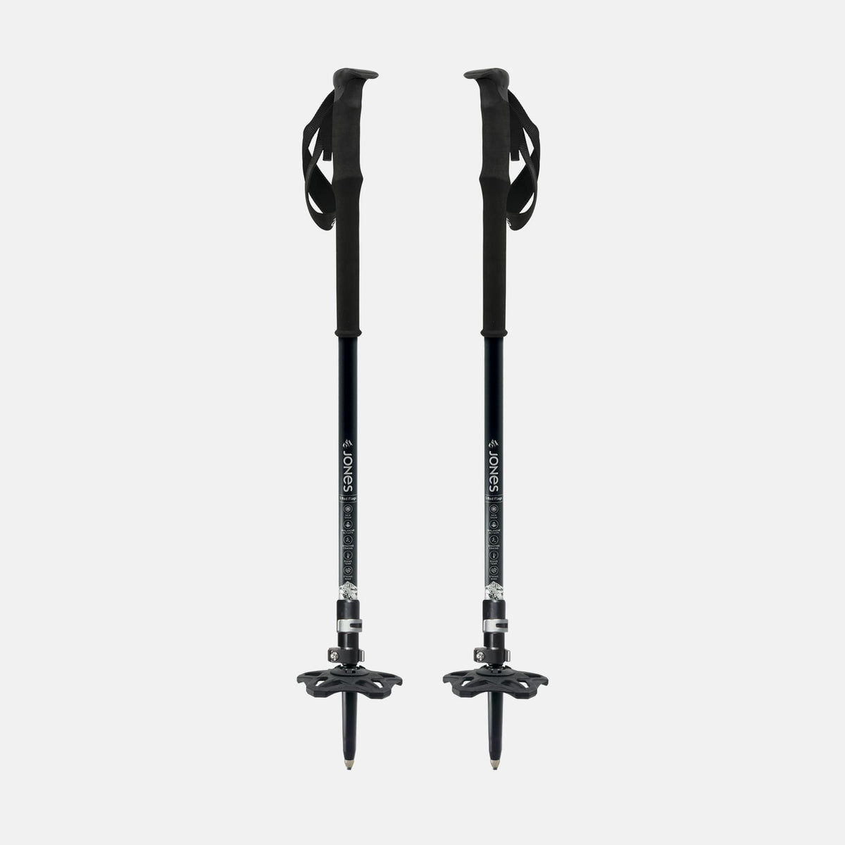 Jones Talon Silver Splitboard-Teleskopstöcke – ein Paar, verstellbar von 105 bis 135 cm