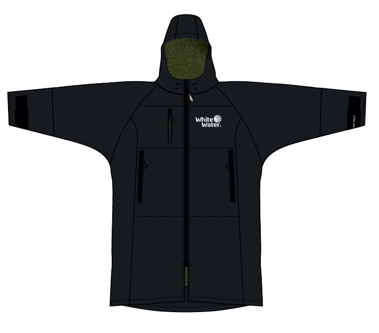 White Water Hard Shell Robe – Black/Olive Green