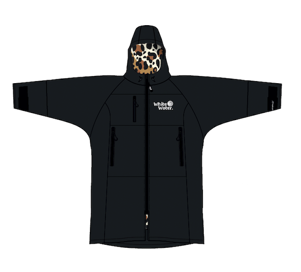 White Water Hard Shell Robe – Black/Leopard Print